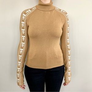 Authentic Fendi monogram sleeve wool-blend turtleneck sweater. 🤎